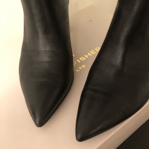 Marc fisher black leather wide leg boot/bootie - Picture 6 of 8